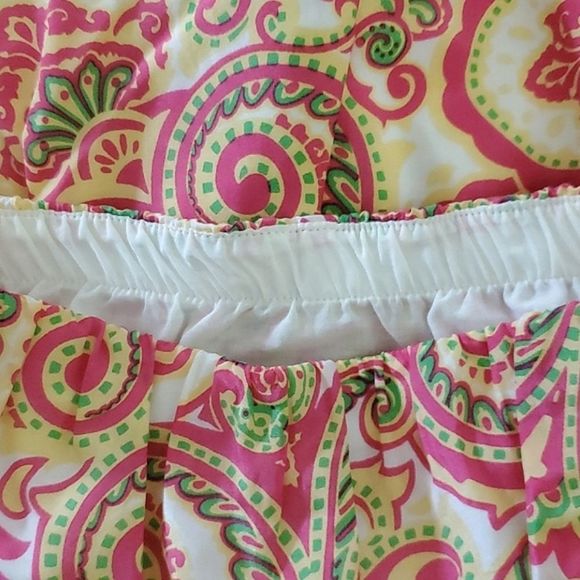 Britt Ryan Boho Gypsy Cream Paisley Ruffled Strapless Silk Blend Mini Dress - Picture 8 of 11